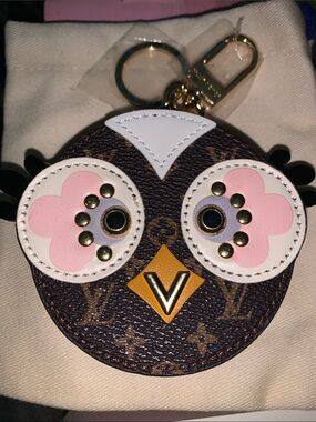 Monogram Owl pouch purse/bag charm keychain